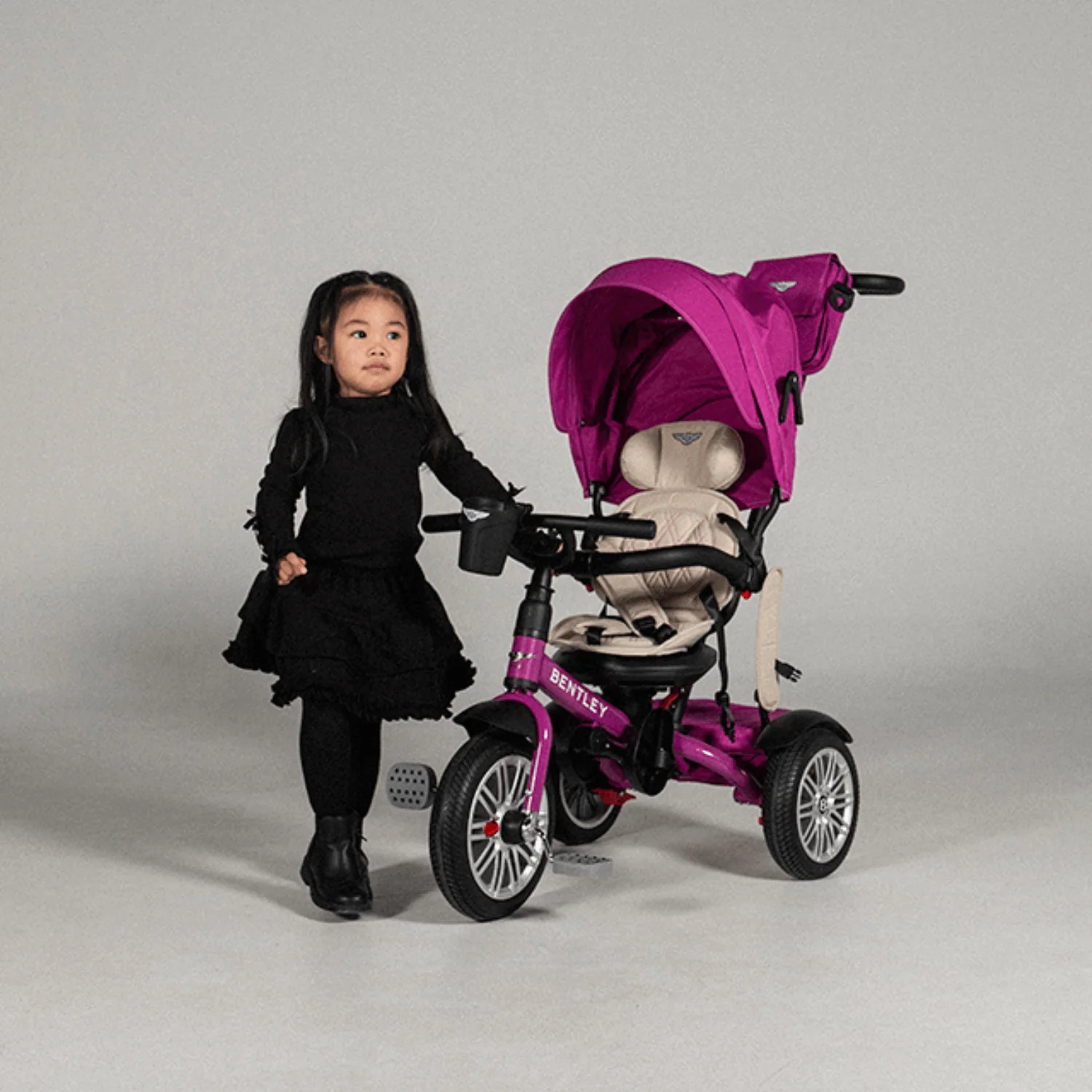 Fuchsia Pink Bentley 6 in 1 Stroller Trike - Image 3
