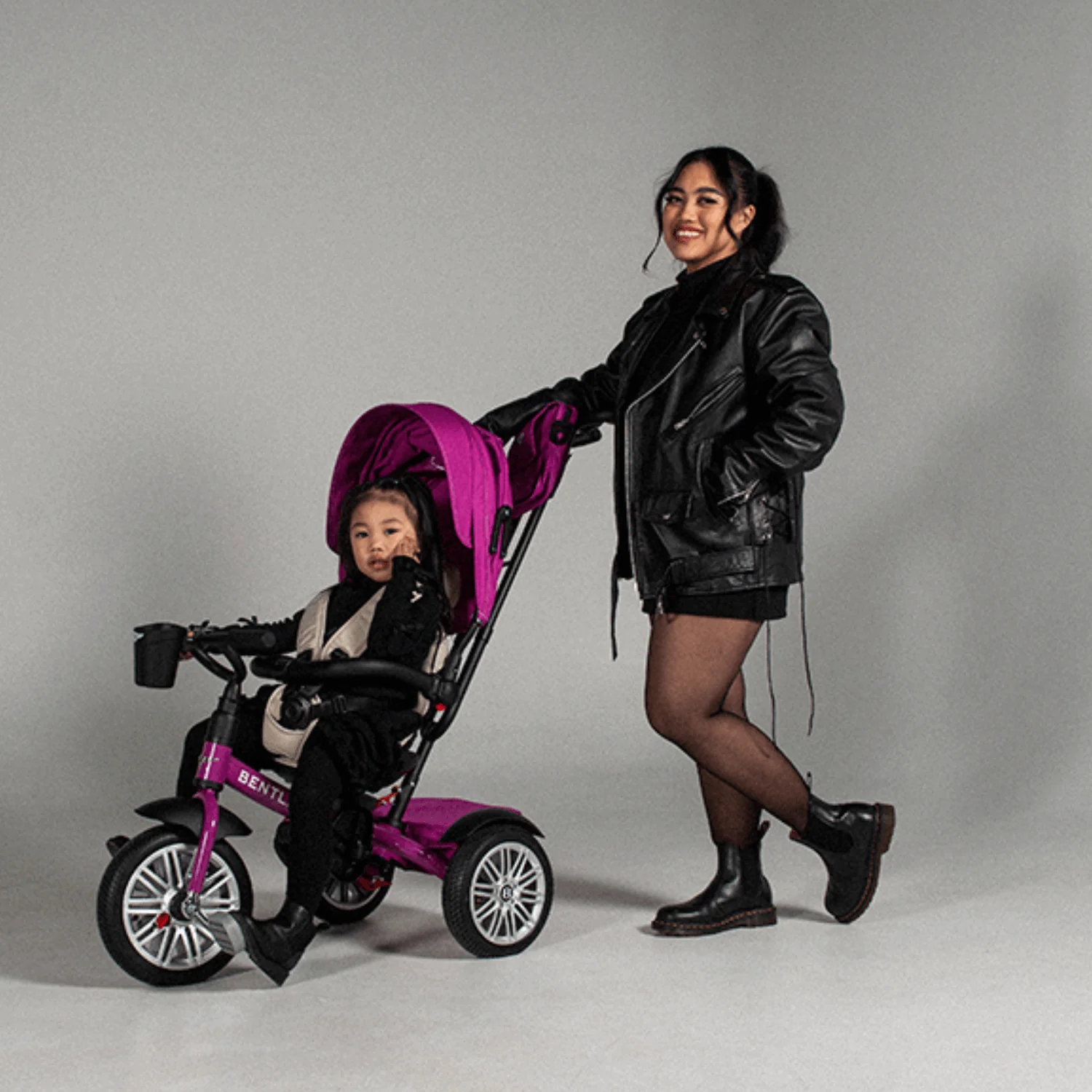Fuchsia Pink Bentley 6 in 1 Stroller Trike - Image 4